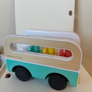 Lovevery Wooden Toy Bus with Colorful Pegs From Realistic Play Kit 19-21+ months